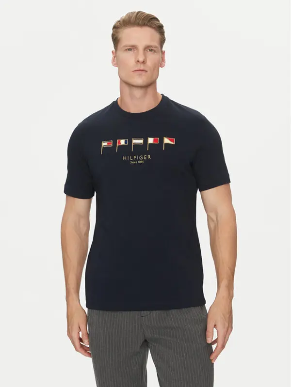 Tommy Hilfiger Tommy Hilfiger T-shirt Multi Flags MW0MW38616 Tamnoplava Regular Fit
