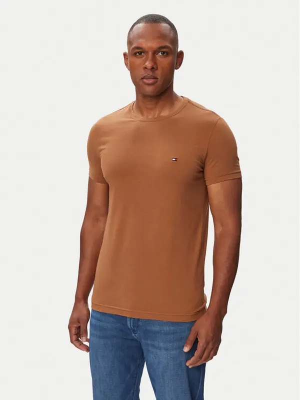 Tommy Hilfiger Tommy Hilfiger T-shirt MW0MW10800 Smeđa Slim Fit