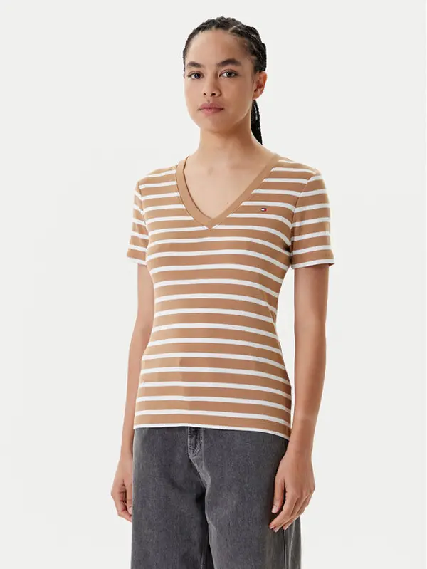 Tommy Hilfiger Tommy Hilfiger T-shirt New Cody WW0WW40584 Smeđa Slim Fit