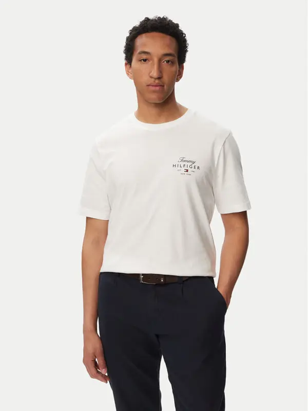 Tommy Hilfiger Tommy Hilfiger T-shirt Script Stack MW0MW43224 Bijela Regular Fit