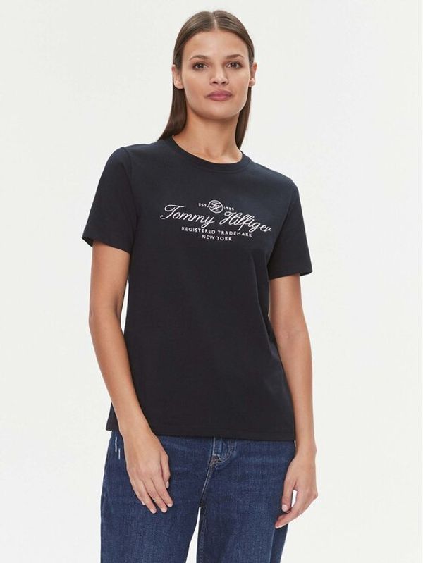 Tommy Hilfiger Tommy Hilfiger T-shirt Script WW0WW40293 Tamnoplava Regular Fit