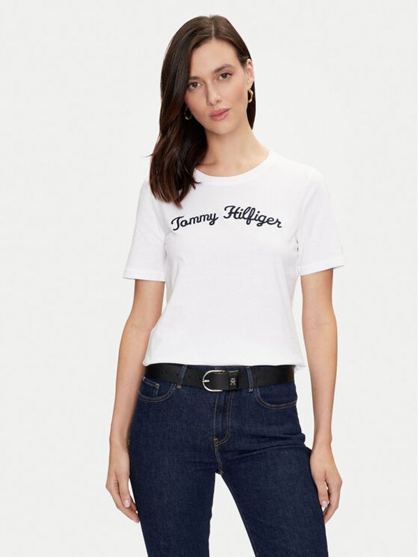 Tommy Hilfiger Tommy Hilfiger T-shirt Script WW0WW42589 Bijela Regular Fit