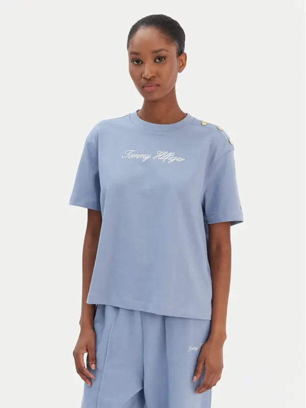 Tommy Hilfiger Tommy Hilfiger T-shirt Script WW0WW47819 Plava Regular Fit