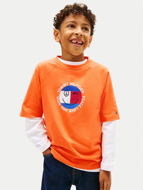 Tommy Hilfiger Tommy Hilfiger T-shirt Smiley Flag KB0KB10269 Narančasta Regular Fit