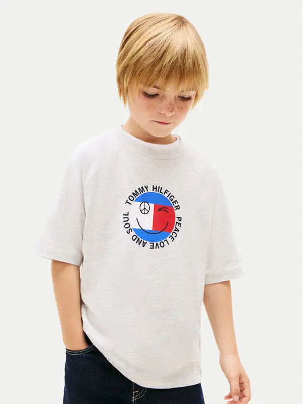 Tommy Hilfiger Tommy Hilfiger T-shirt Smiley Flag KB0KB10269 Siva Regular Fit