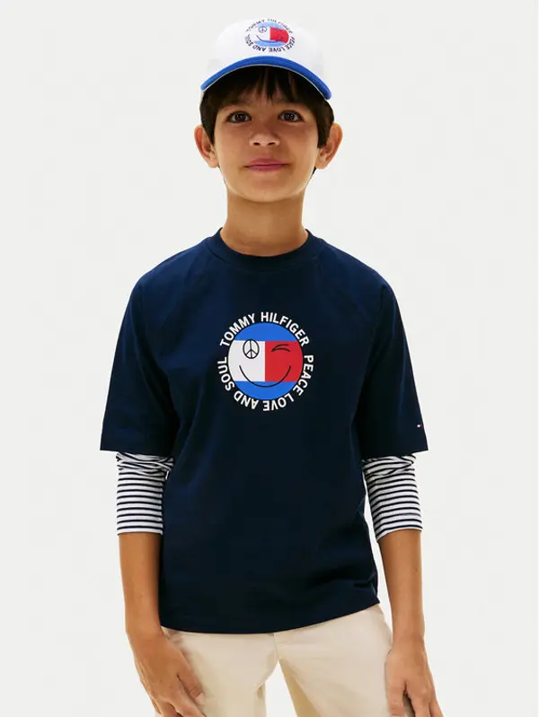 Tommy Hilfiger Tommy Hilfiger T-shirt Smiley Flag KB0KB10269 Tamnoplava Regular Fit