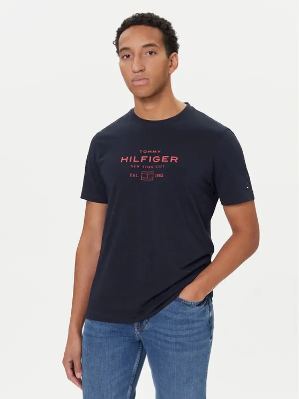 Tommy Hilfiger Tommy Hilfiger T-shirt Stack Graphic MW0MW40002 Tamnoplava Regular Fit