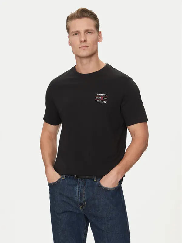 Tommy Hilfiger Tommy Hilfiger T-shirt Stack MW0MW38622 Crna Regular Fit