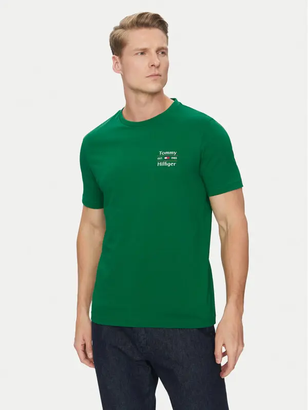 Tommy Hilfiger Tommy Hilfiger T-shirt Stack MW0MW38622 Zelena Regular Fit