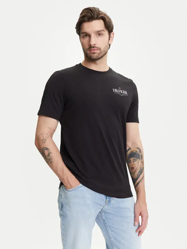 Tommy Hilfiger Tommy Hilfiger T-shirt Stack MW0MW39355 Crna Regular Fit