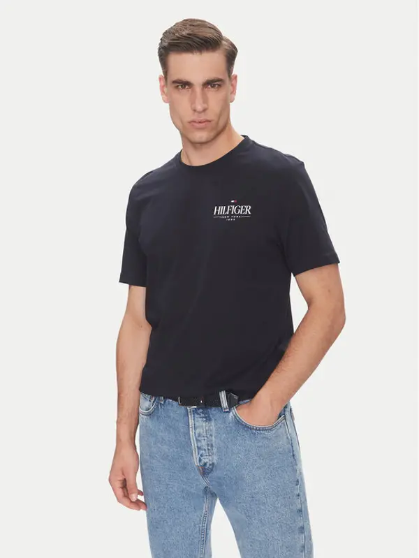 Tommy Hilfiger Tommy Hilfiger T-shirt Stack MW0MW39355 Tamnoplava Regular Fit