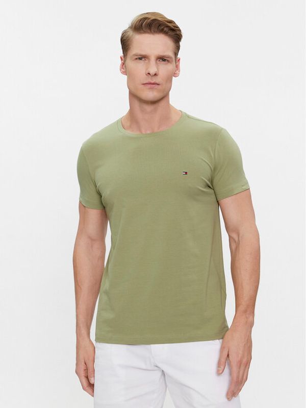 Tommy Hilfiger Tommy Hilfiger T-shirt Stretch Slim Fit Tee MW0MW10800 Zelena Slim Fit