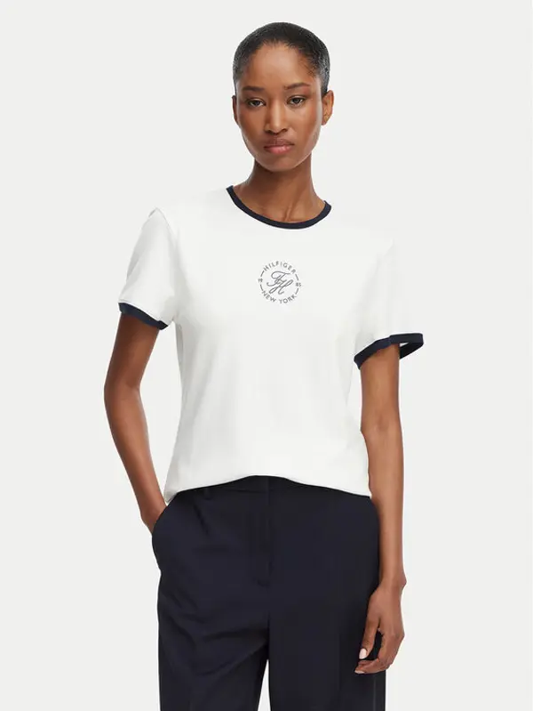 Tommy Hilfiger Tommy Hilfiger T-shirt Th Roundal WW0WW50032 Bijela Regular Fit