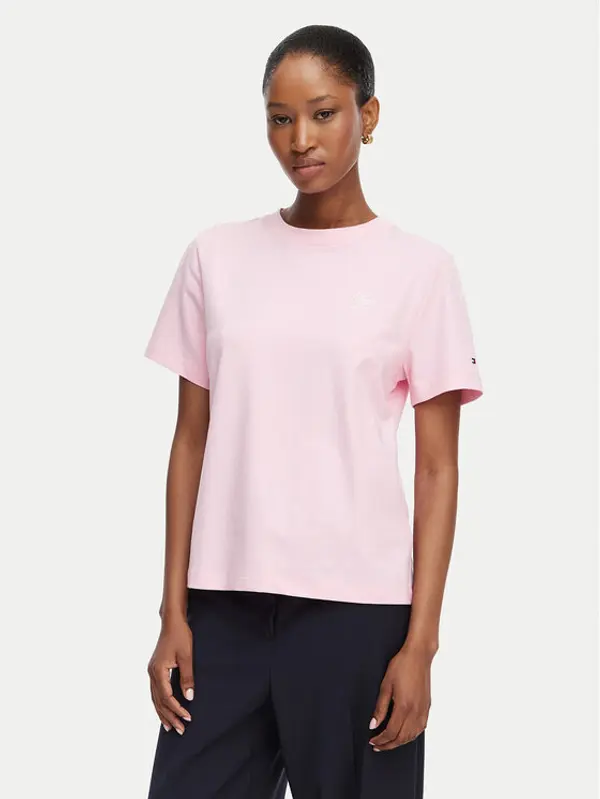 Tommy Hilfiger Tommy Hilfiger T-shirt Th Script WW0WW49941 Svijetlo roza Regular Fit