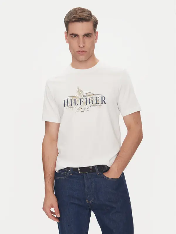 Tommy Hilfiger Tommy Hilfiger T-shirt Tropical Floral MW0MW39353 Bijela Regular Fit