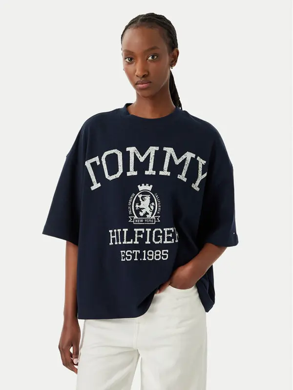 Tommy Hilfiger Tommy Hilfiger T-shirt Varsity WW0WW50940 Tamnoplava Relaxed Fit