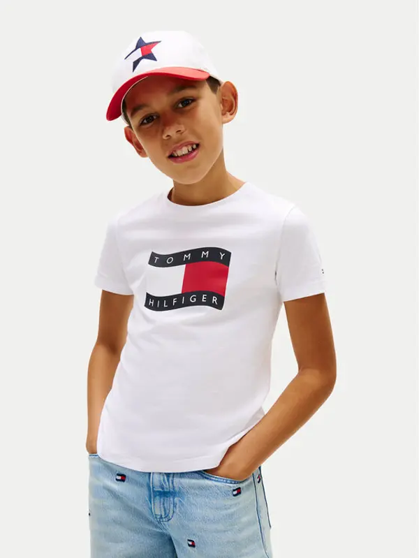 Tommy Hilfiger Tommy Hilfiger T-shirt Wavy Flag KB0KB10275 Bijela Regular Fit
