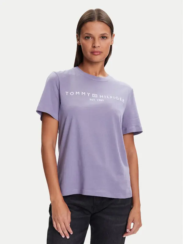 Tommy Hilfiger Tommy Hilfiger T-shirt WW0WW40276 Ljubičasta Regular Fit