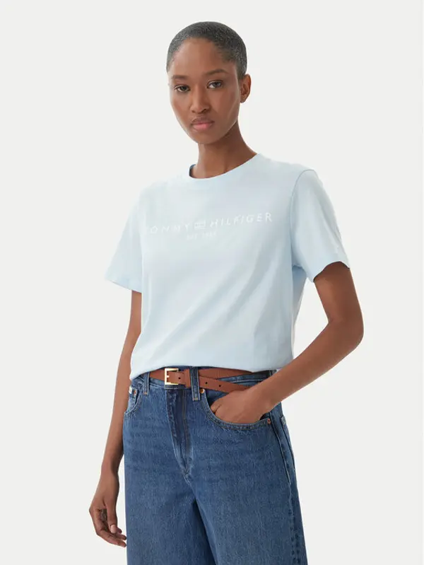 Tommy Hilfiger Tommy Hilfiger T-shirt WW0WW40276 Svijetlo plava Regular Fit