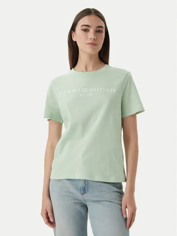 Tommy Hilfiger Tommy Hilfiger T-shirt WW0WW40276 Zelena Regular Fit