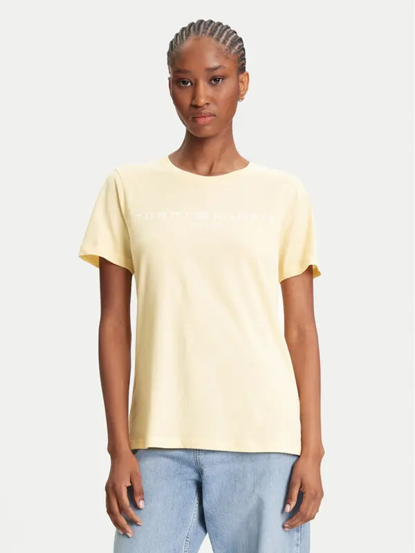 Tommy Hilfiger Tommy Hilfiger T-shirt WW0WW40276 Žuta Regular Fit