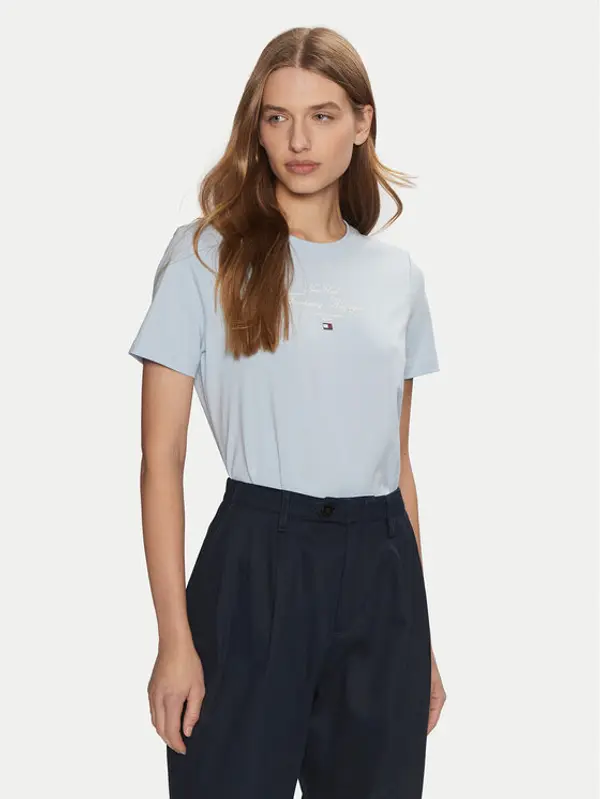 Tommy Hilfiger Tommy Hilfiger T-shirt WW0WW43895 Svijetloplava Regular Fit