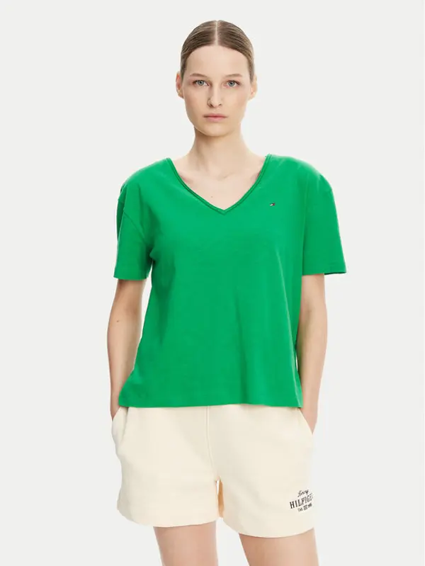 Tommy Hilfiger Tommy Hilfiger T-shirt WW0WW43901 Zelena Relaxed Fit
