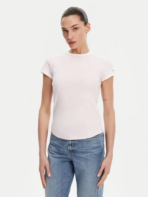 Tommy Hilfiger Tommy Hilfiger T-shirt WW0WW44581 Ružičasta Slim Fit