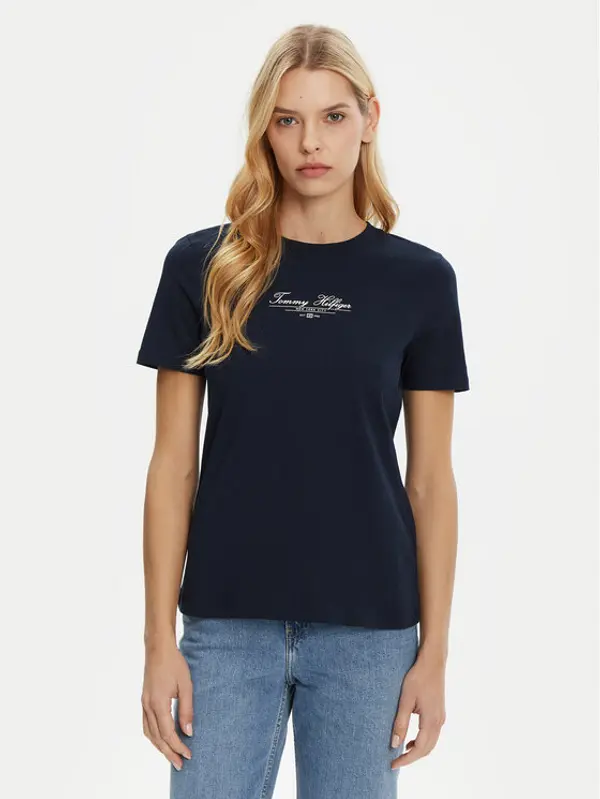 Tommy Hilfiger Tommy Hilfiger T-shirt WW0WW45428 Tamnoplava Regular Fit