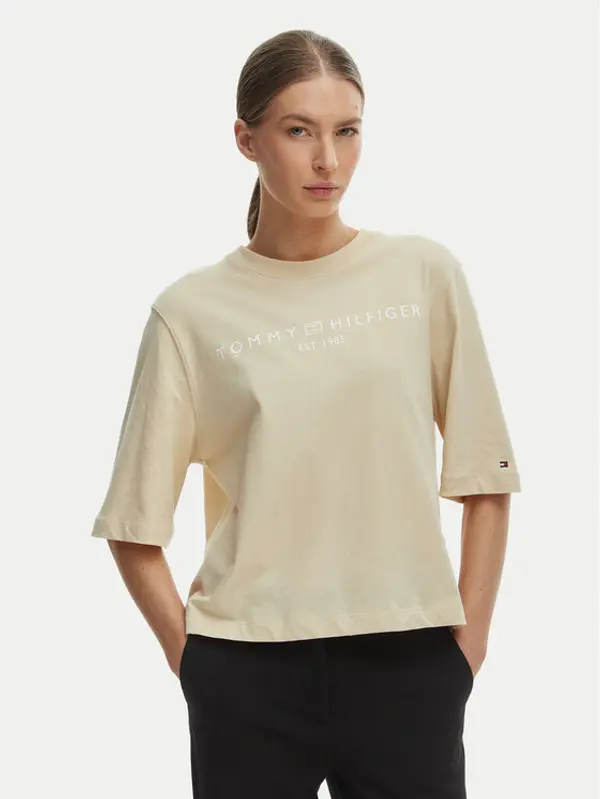 Tommy Hilfiger Tommy Hilfiger T-shirt WW0WW47811 Bež Relaxed Fit