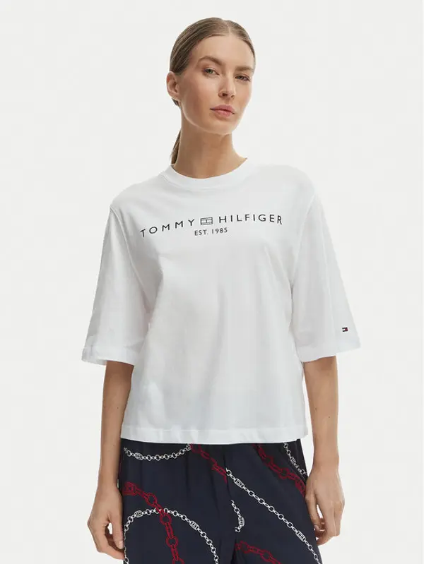 Tommy Hilfiger Tommy Hilfiger T-shirt WW0WW47811 Bijela Relaxed Fit