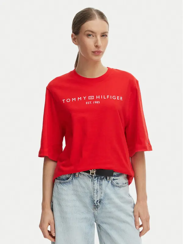 Tommy Hilfiger Tommy Hilfiger T-shirt WW0WW47811 Narančasta Relaxed Fit