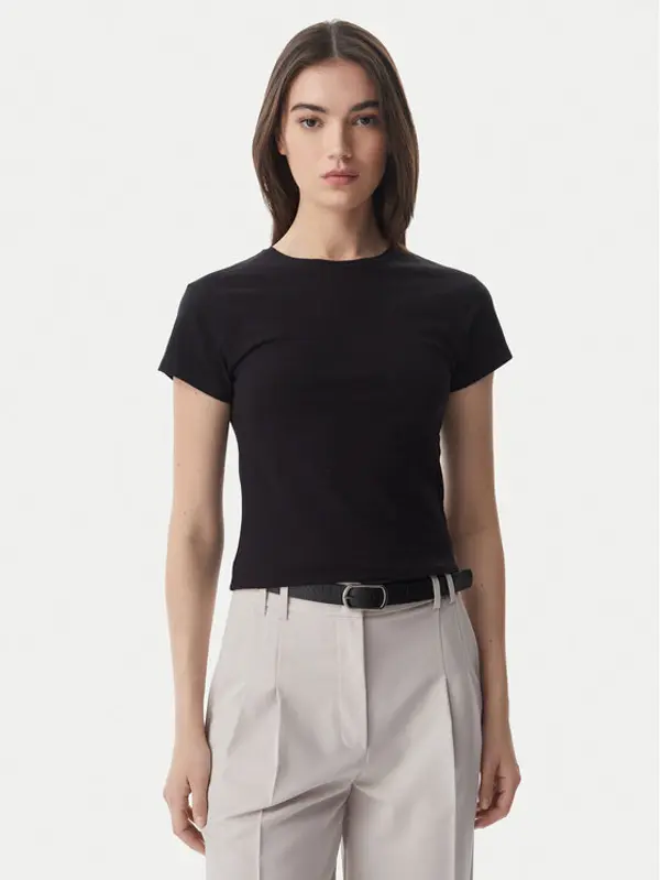 Tommy Hilfiger Tommy Hilfiger T-shirt WW0WW48702 Crna Slim Fit