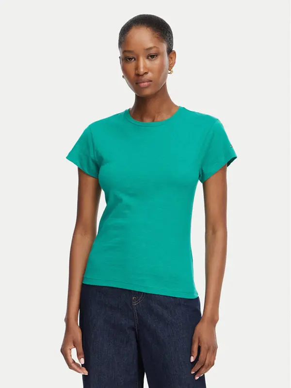 Tommy Hilfiger Tommy Hilfiger T-shirt WW0WW48702 Zelena Slim Fit