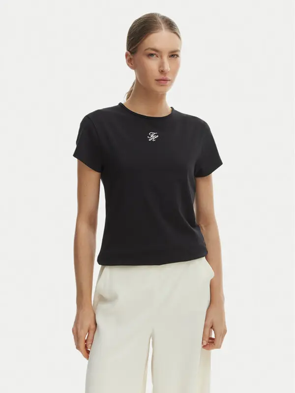Tommy Hilfiger Tommy Hilfiger T-shirt WW0WW48710 Crna Slim Fit