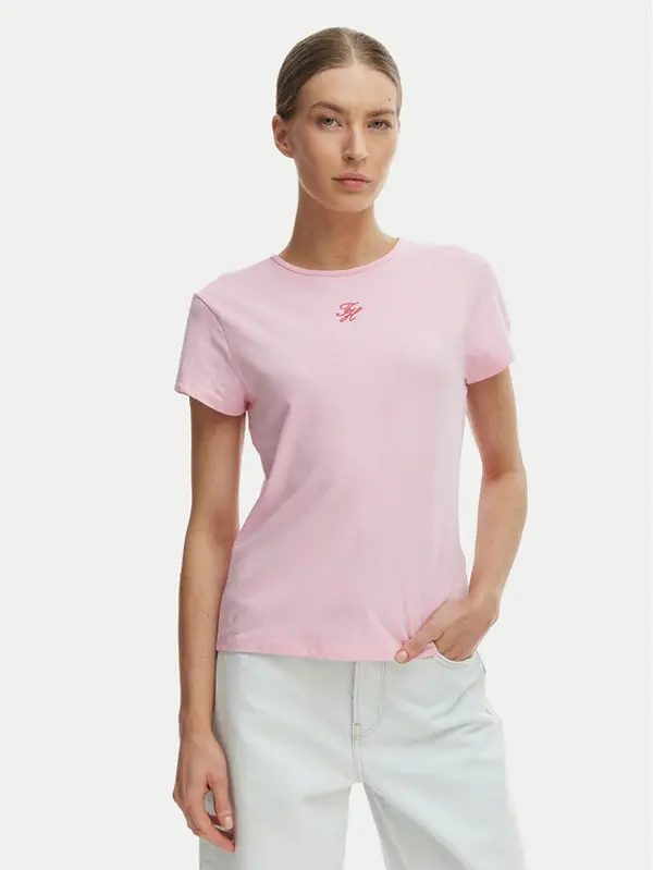 Tommy Hilfiger Tommy Hilfiger T-shirt WW0WW48710 Ružičasta Slim Fit