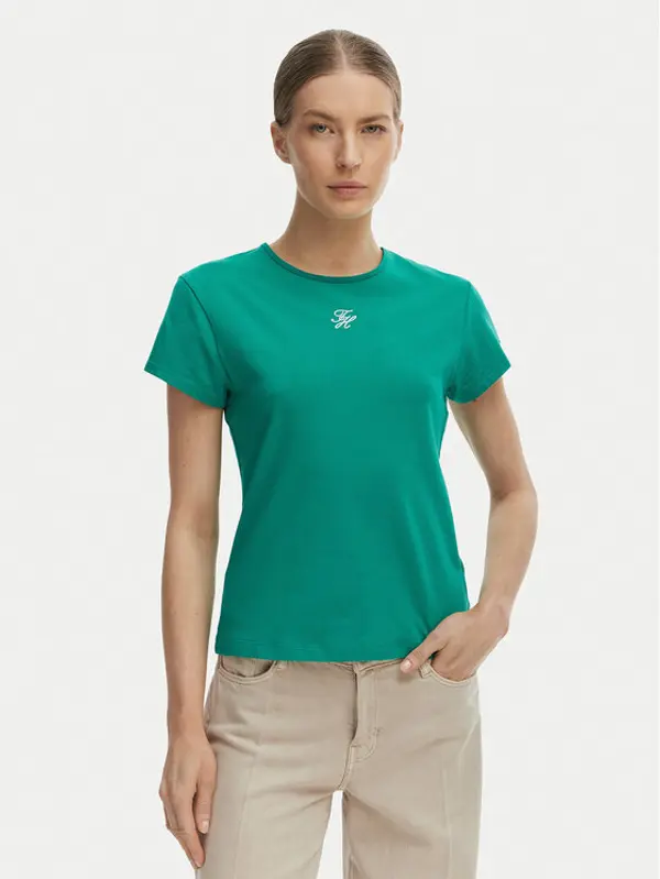Tommy Hilfiger Tommy Hilfiger T-shirt WW0WW48710 Zelena Slim Fit