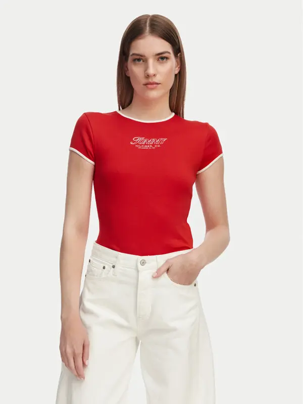 Tommy Hilfiger Tommy Hilfiger T-shirt WW0WW49245 Crvena Slim Fit