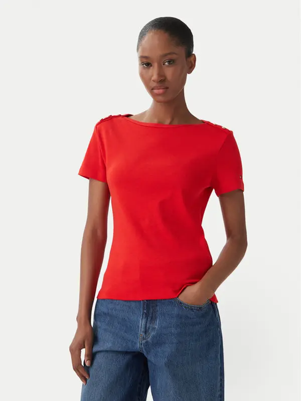 Tommy Hilfiger Tommy Hilfiger T-shirt WW0WW49250 Crvena Slim Fit