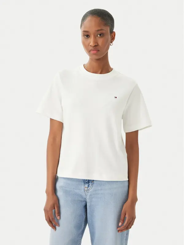 Tommy Hilfiger Tommy Hilfiger T-shirt WW0WW49646 Bijela Boxy Fit