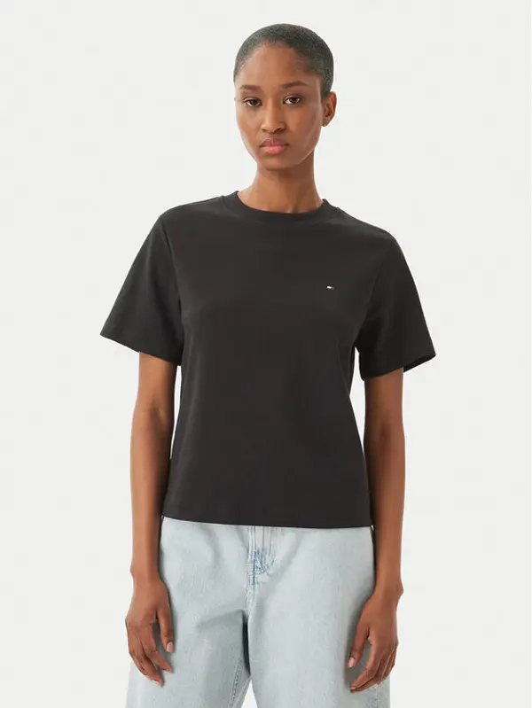 Tommy Hilfiger Tommy Hilfiger T-shirt WW0WW49646 Crna Boxy Fit