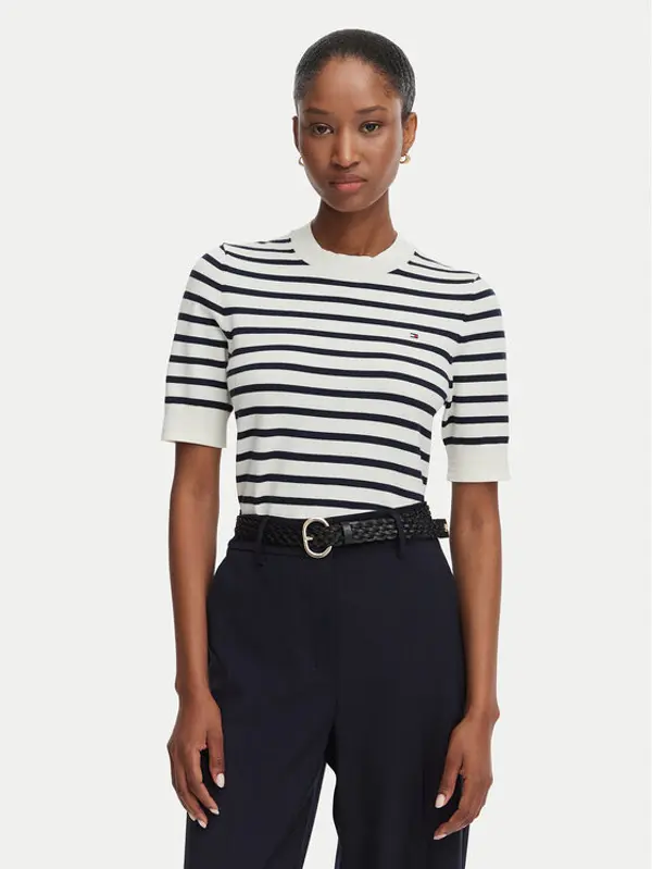 Tommy Hilfiger Tommy Hilfiger T-shirt WW0WW49705 Krem Regular Fit
