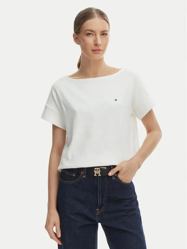 Tommy Hilfiger Tommy Hilfiger T-shirt WW0WW49723 Écru Loose Fit
