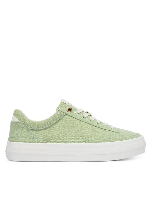 Tommy Hilfiger Tommy Hilfiger Tenisice Washed Canvas Platform Trainers FW0FW09172 Zelena