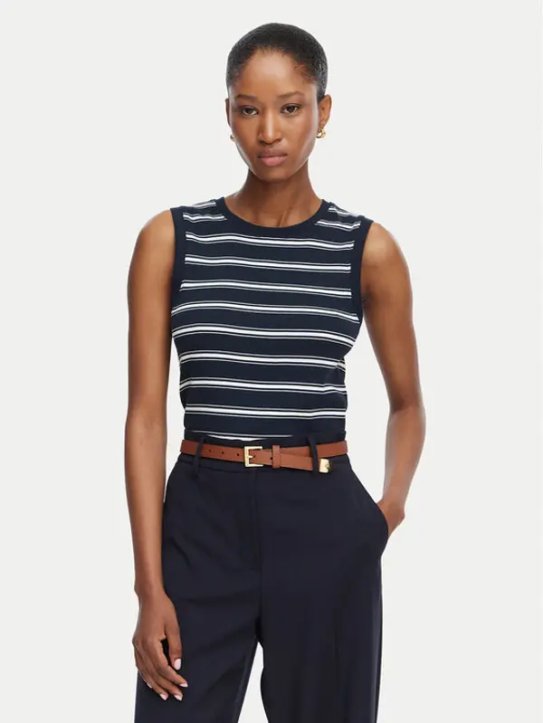 Tommy Hilfiger Tommy Hilfiger Top Multistripe WW0WW50025 Tamnoplava Slim Fit