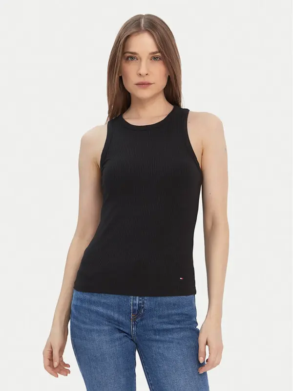 Tommy Hilfiger Tommy Hilfiger Top WW0WW38635 Crna Slim Fit