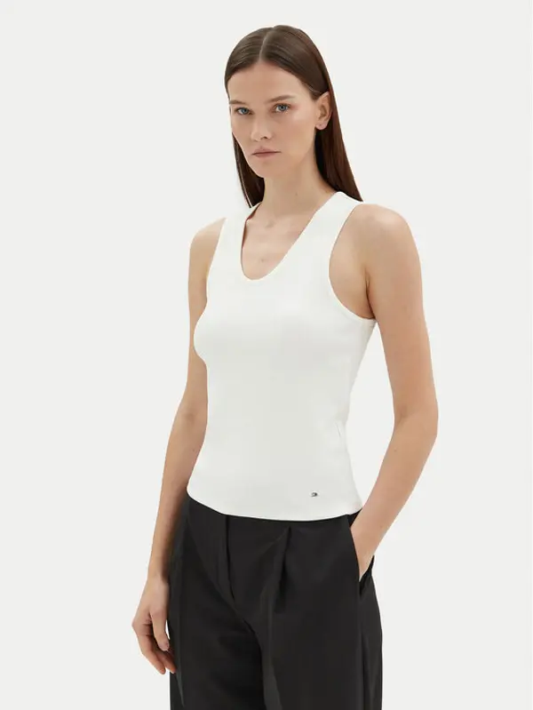 Tommy Hilfiger Tommy Hilfiger Top WW0WW44572 Écru Slim Fit