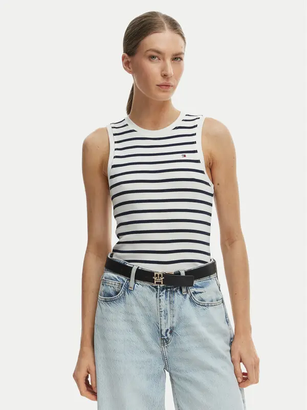 Tommy Hilfiger Tommy Hilfiger Top WW0WW47806 Écru Slim Fit