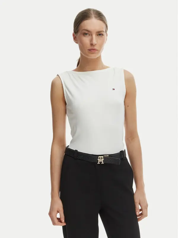Tommy Hilfiger Tommy Hilfiger Top WW0WW47807 Écru Slim Fit