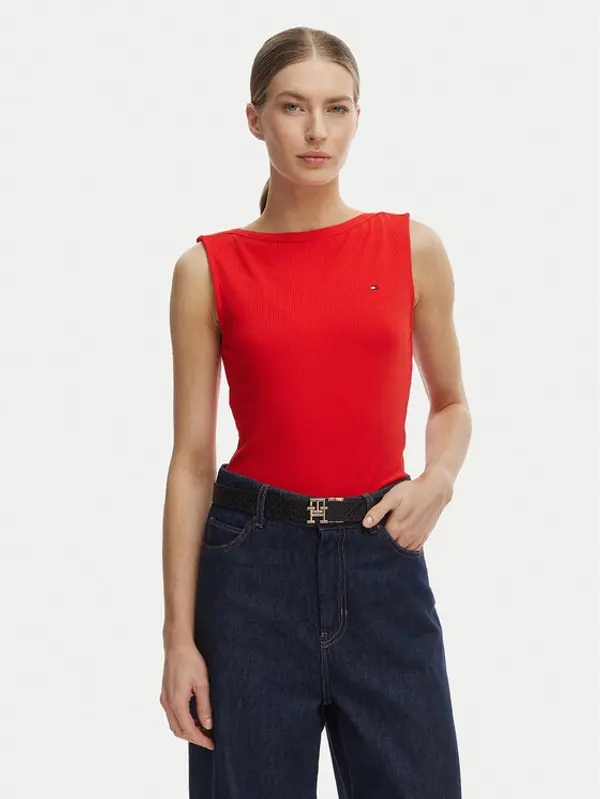 Tommy Hilfiger Tommy Hilfiger Top WW0WW47807 Narančasta Slim Fit